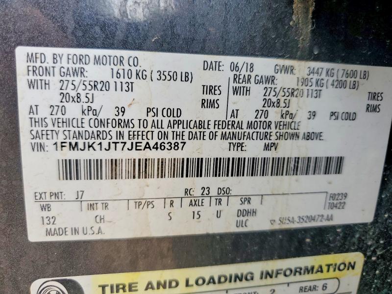 Продажа на аукционе авто 2018 Ford Expedition, vin: 1FMJK1JT7JEA46387, номер лота: 58032696