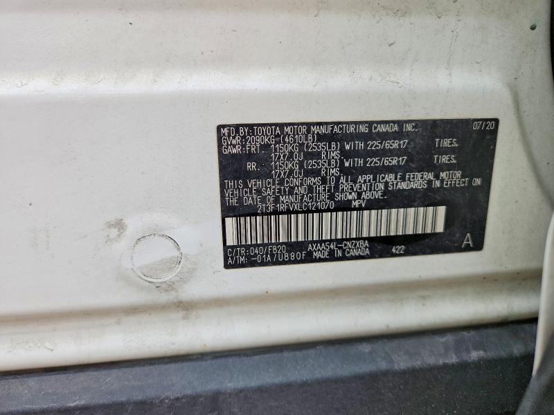 Aukcja sprzedaży 2020 Toyota Rav4, vin: 2T3F1RFVXLC121070, numer aukcji: 56891676