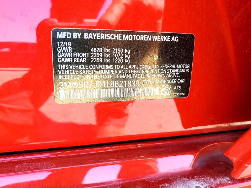 Продаж на аукціоні авто 2020 Bmw 330xi, vin: 3MW5R7J01L8B21839, номер лоту: 57424256