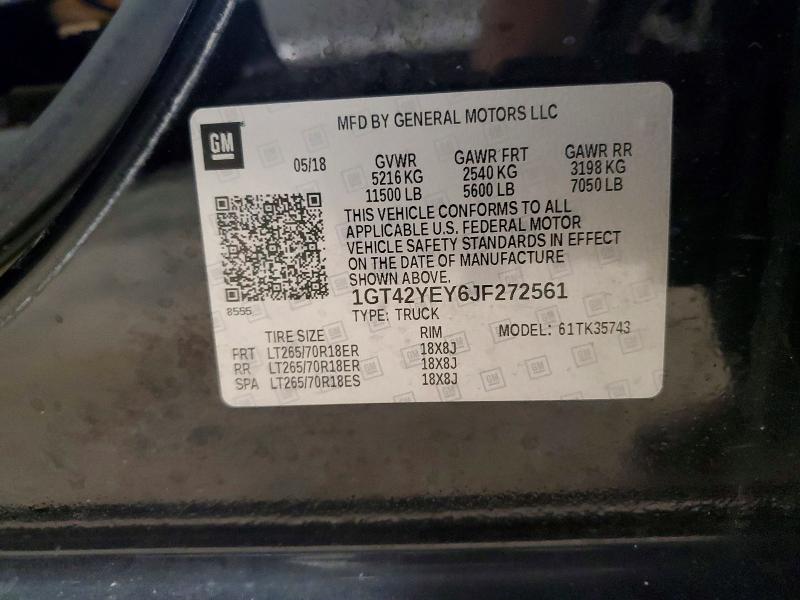 2018 Gmc Sierra მანქანა იყიდება აუქციონზე, vin: 1GT42YEY6JF272561, აუქციონის ნომერი: 58964456