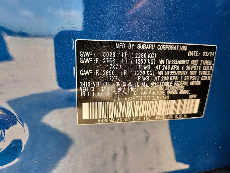 Продажа на аукционе авто 2024 Subaru Outback, vin: 4S4BTGUD6R3267138, номер лота: 58520416