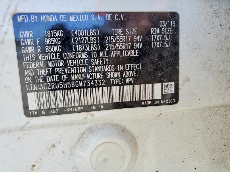55914176 :رقم المزاد ، 3CZRU5H58GM734332 vin ، 2016 Honda Hr-v مزاد بيع