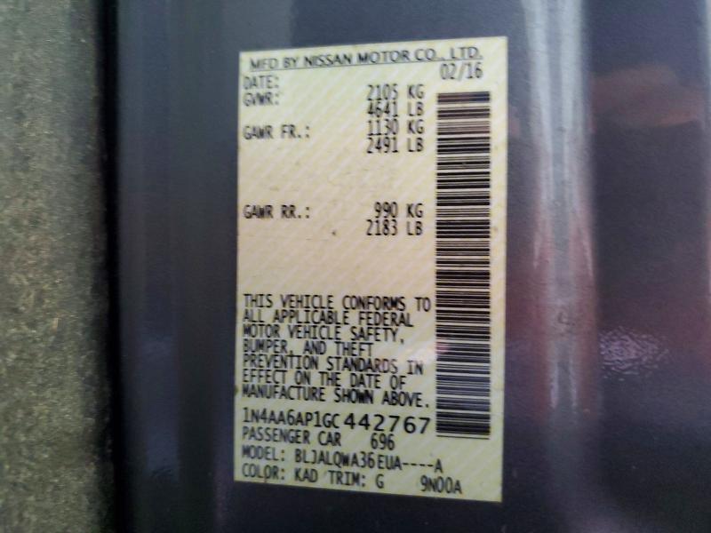 Auction sale of the 2016 Nissan Maxima, vin: 1N4AA6AP1GC442767, lot number: 85975115