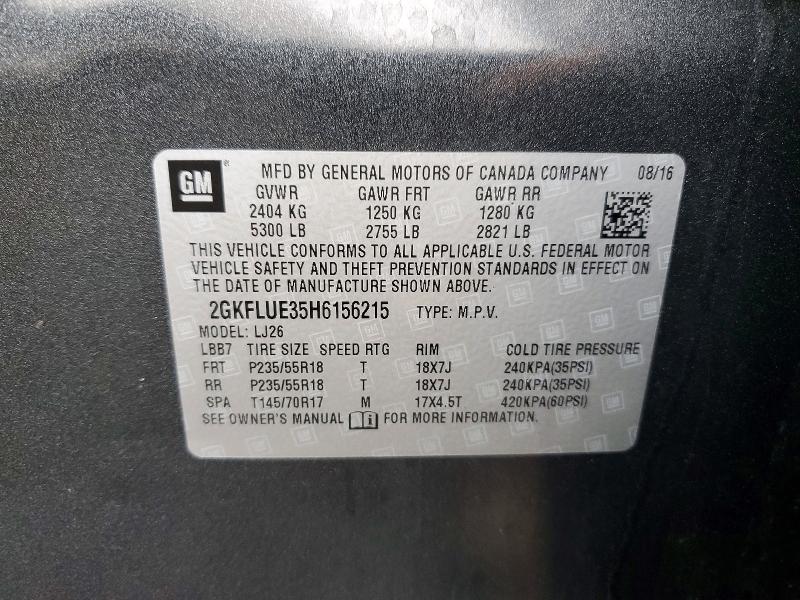 57850426 :رقم المزاد ، 2GKFLUE35H6156215 vin ، 2017 Gmc Terrain مزاد بيع