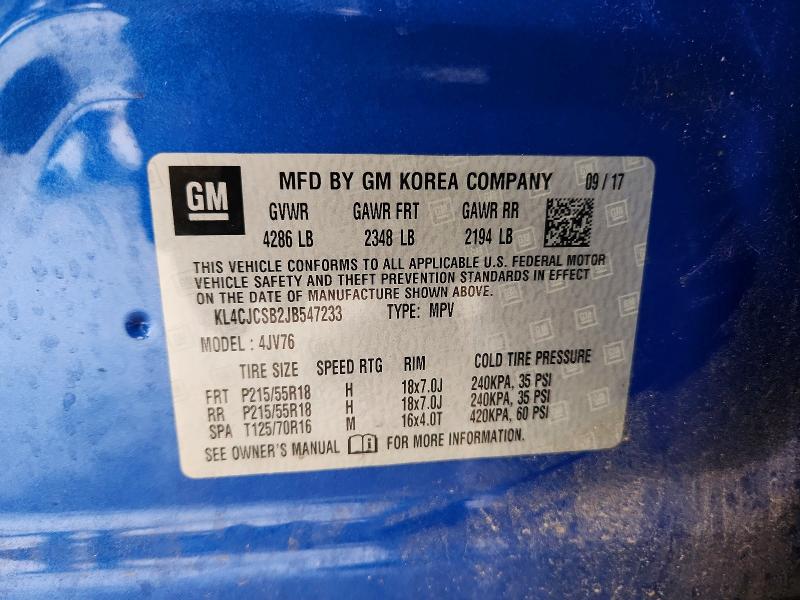 Aukcja sprzedaży 2018 Buick Encore, vin: KL4CJCSB2JB547233, numer aukcji: 55853496