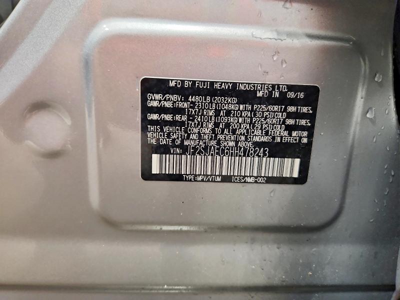 Aukcja sprzedaży 2017 Subaru Forester, vin: JF2SJAEC6HH478243, numer aukcji: 56361666