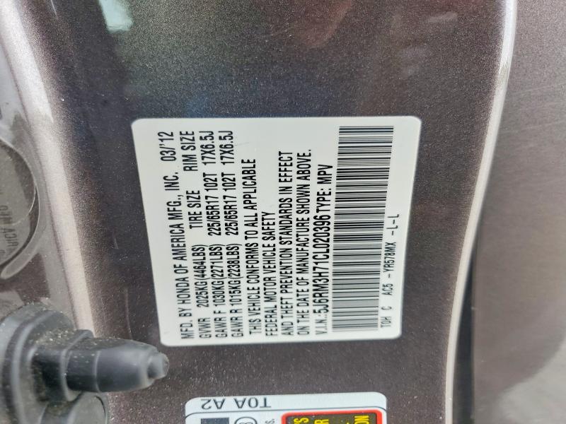 Продажа на аукционе авто 2012 Honda Cr-v, vin: 5J6RM3H71CL020396, номер лота: 58684146