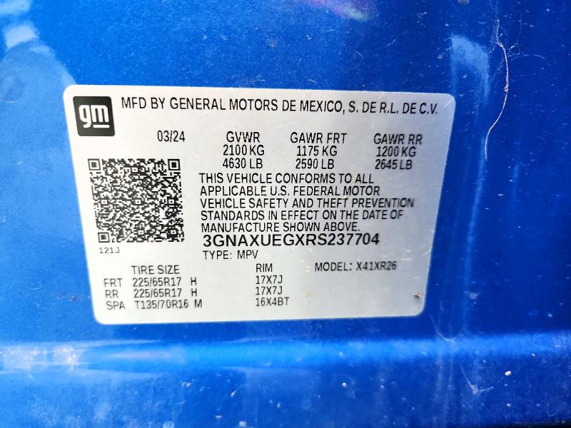 Продаж на аукціоні авто 2024 Chevrolet Equinox, vin: 3GNAXUEGXRS237704, номер лоту: 56959556