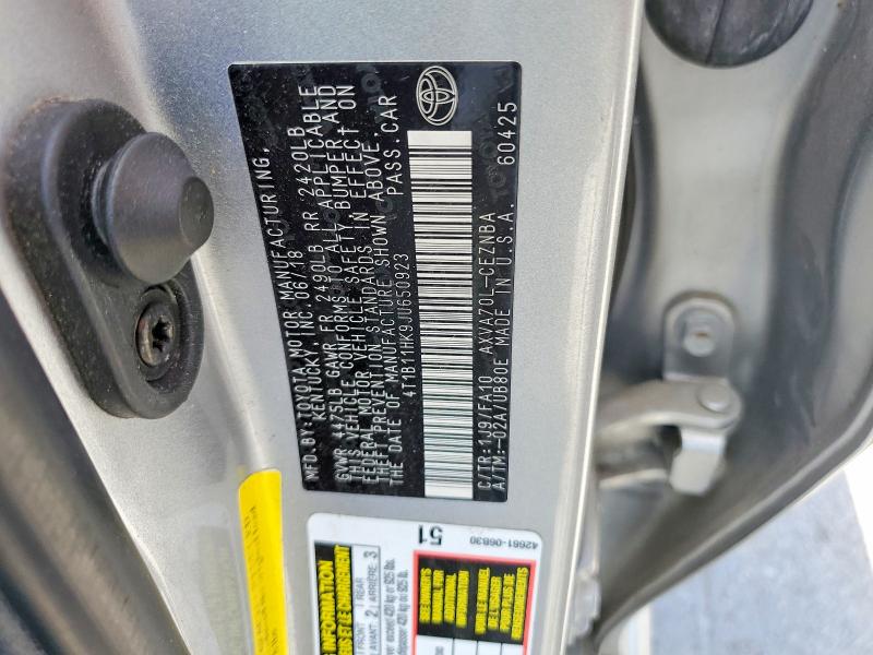Продажа на аукционе авто 2018 Toyota Camry, vin: 4T1B11HK9JU650923, номер лота: 53329926