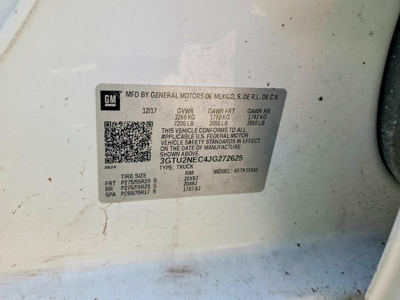 Продаж на аукціоні авто 2018 Gmc Sierra, vin: 3GTU2NEC4JG272625, номер лоту: 59095866