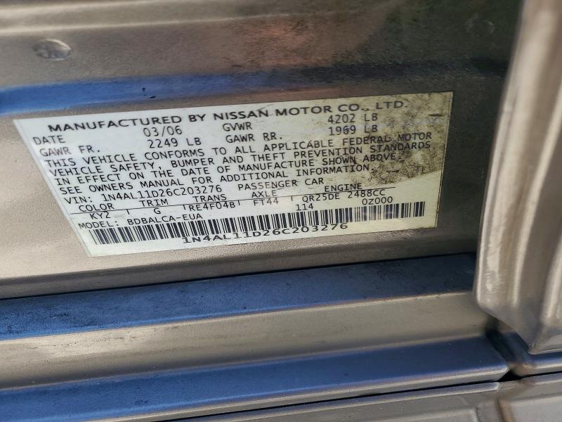 Aukcja sprzedaży 2006 Nissan Altima, vin: 1N4AL11D26C203276, numer aukcji: 56135896