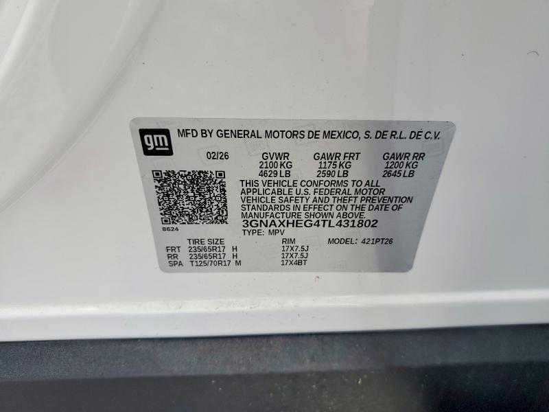 Продажа на аукционе авто 2026 Chevrolet Equinox, vin: 3GNAXHEG4TL431802, номер лота: 56929336