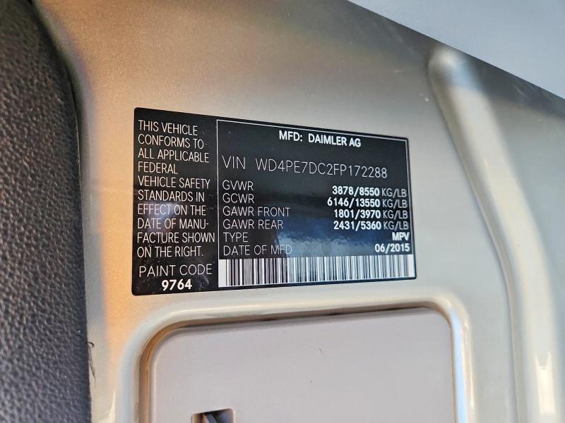 54281186 :رقم المزاد ، WD4PE7DC2FP172288 vin ، 2015 Mercedes-benz Sprinter مزاد بيع