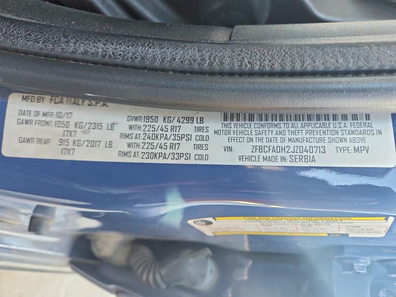 Продажа на аукционе авто 2018 Fiat 500l, vin: ZFBCFADH2JZ040713, номер лота: 55451776