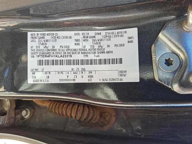 2019 Ford Ranger მანქანა იყიდება აუქციონზე, vin: 1FTER4FH1KLA23319, აუქციონის ნომერი: 56164266