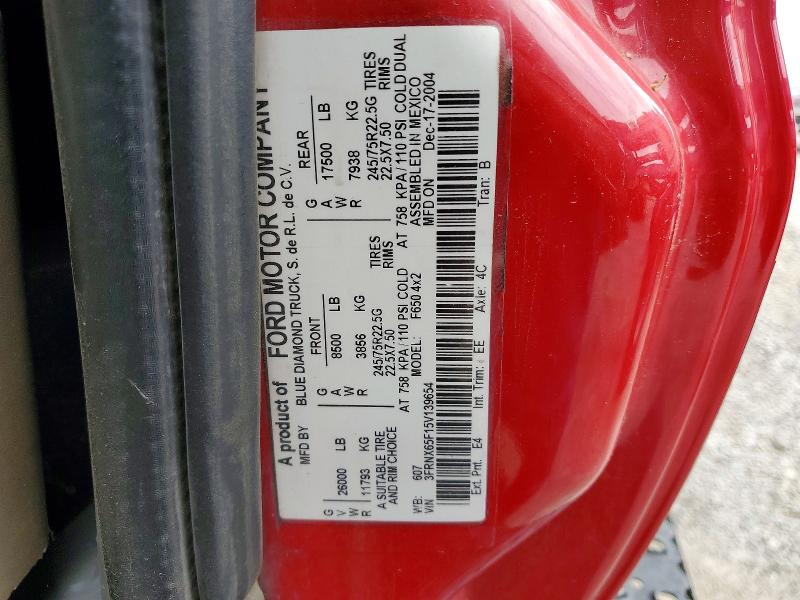 Продажа на аукционе авто 2005 Ford F650, vin: 3FRNX65F15V139654, номер лота: 55923266
