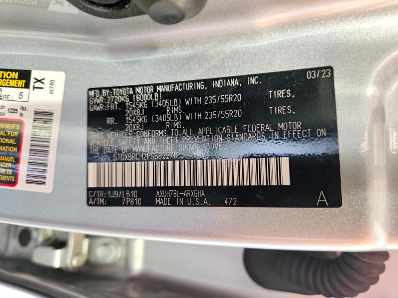 Продажа на аукционе авто 2023 Toyota Highlander Hybrid, vin: 5TDXBRCH2PS582270, номер лота: 56340666