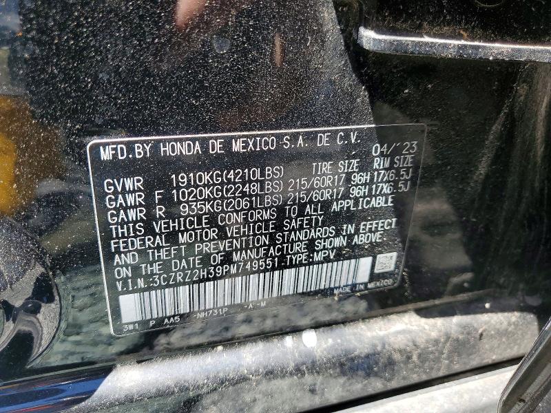 Продаж на аукціоні авто 2023 Honda Hr-v, vin: 3CZRZ2H39PM749551, номер лоту: 57695526