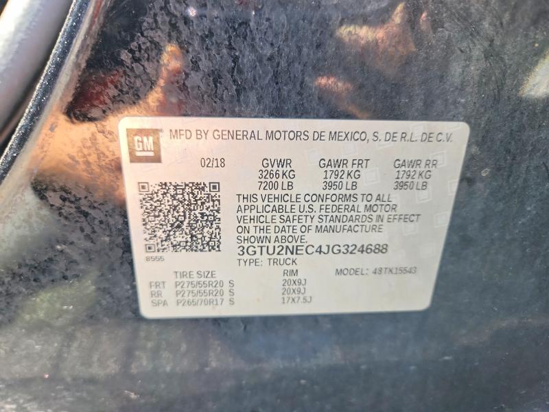 Продаж на аукціоні авто 2018 Gmc Sierra, vin: 3GTU2NEC4JG324688, номер лоту: 55325666