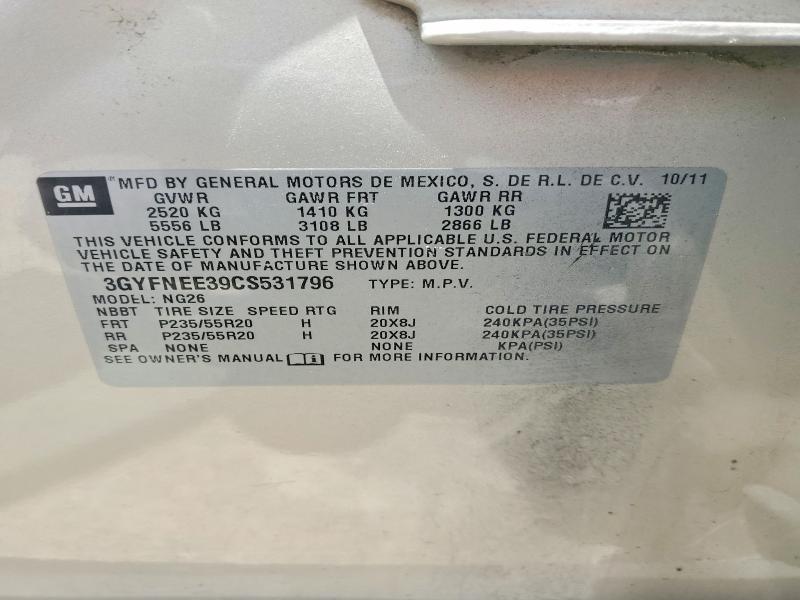 2012 Cadillac Srx მანქანა იყიდება აუქციონზე, vin: 3GYFNEE39CS531796, აუქციონის ნომერი: 56786416
