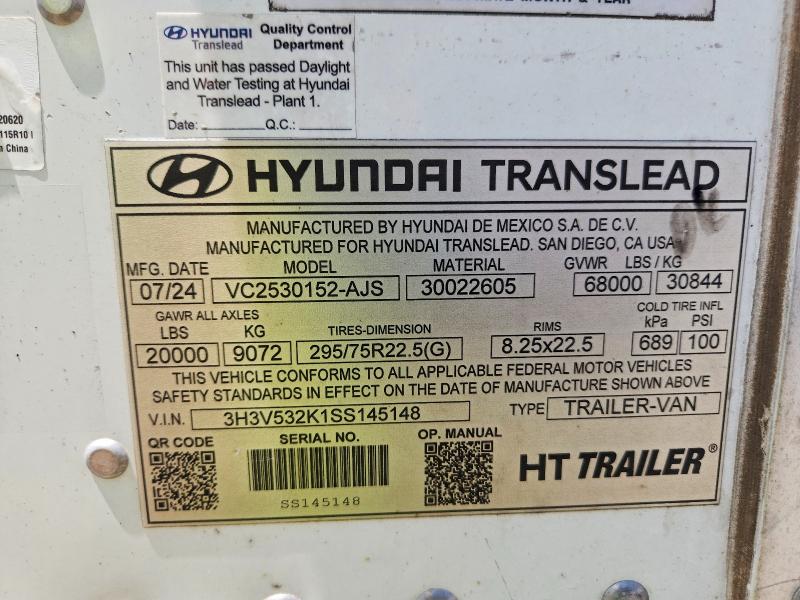 58991706 :رقم المزاد ، 3H3V532K1SS145148 vin ، 2025 Hyundai Translead Inc Unknown مزاد بيع