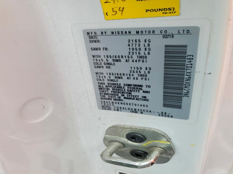 Aukcja sprzedaży 2019 Nissan Nv200, vin: 3N6CM0KN6KK701483, numer aukcji: 57720876