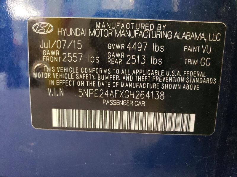 Aukcja sprzedaży 2016 Hyundai Sonata, vin: 5NPE24AFXGH264138, numer aukcji: 57175336