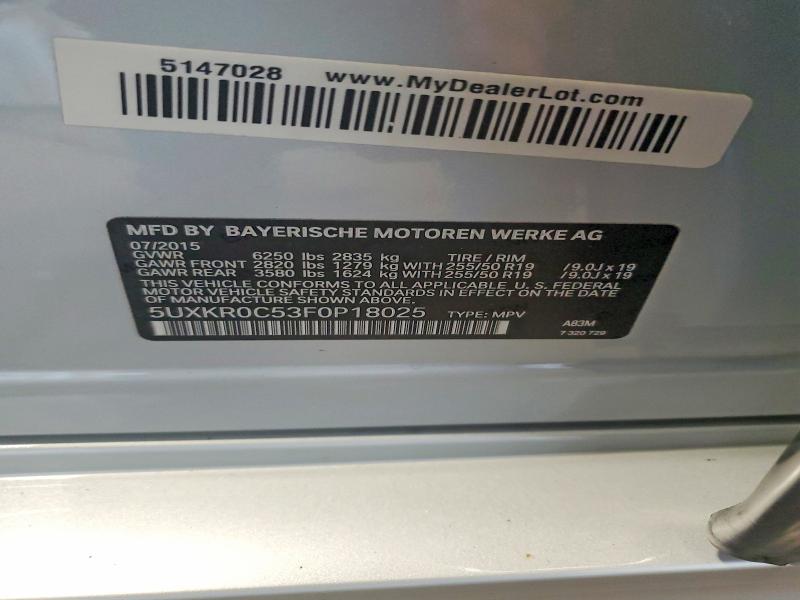 55653056 :رقم المزاد ، 5UXKR0C53F0P18025 vin ، 2015 Bmw X5 مزاد بيع