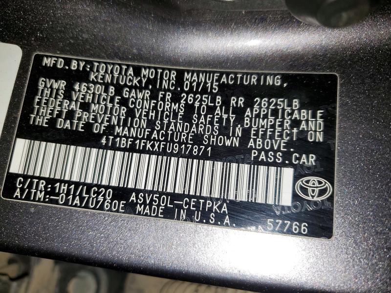 Продаж на аукціоні авто 2015 Toyota Camry, vin: 4T1BF1FKXFU917871, номер лоту: 58307306