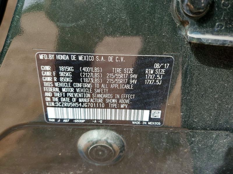 57885736 :رقم المزاد ، 3CZRU5H54JG701110 vin ، 2018 Honda Hr-v مزاد بيع