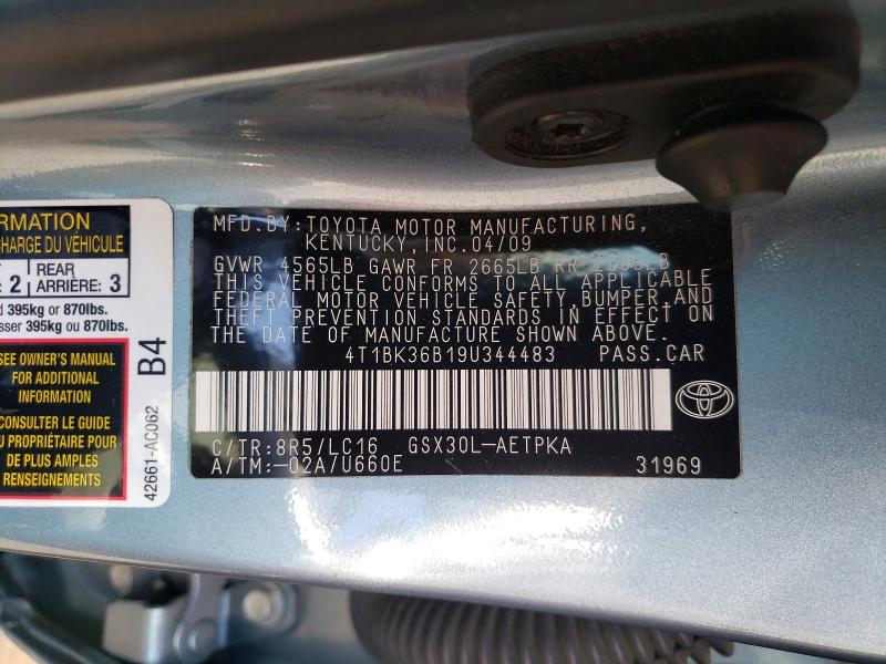55873146 :رقم المزاد ، 4T1BK36B19U344483 vin ، 2009 Toyota Avalon مزاد بيع