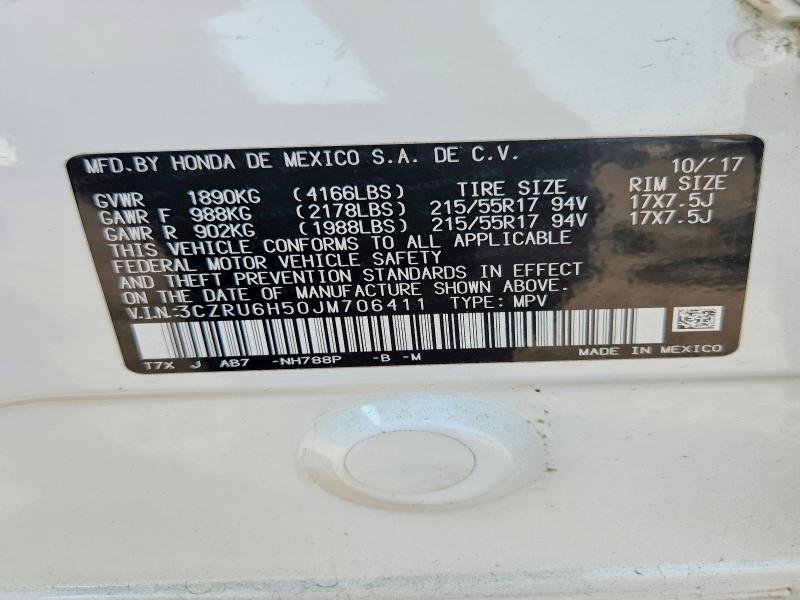 2018 Honda Hr-v მანქანა იყიდება აუქციონზე, vin: 3CZRU6H50JM706411, აუქციონის ნომერი: 56185916