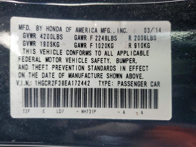 Продажа на аукционе авто 2014 Honda Accord, vin: 1HGCR2F38EA172442, номер лота: 55726696