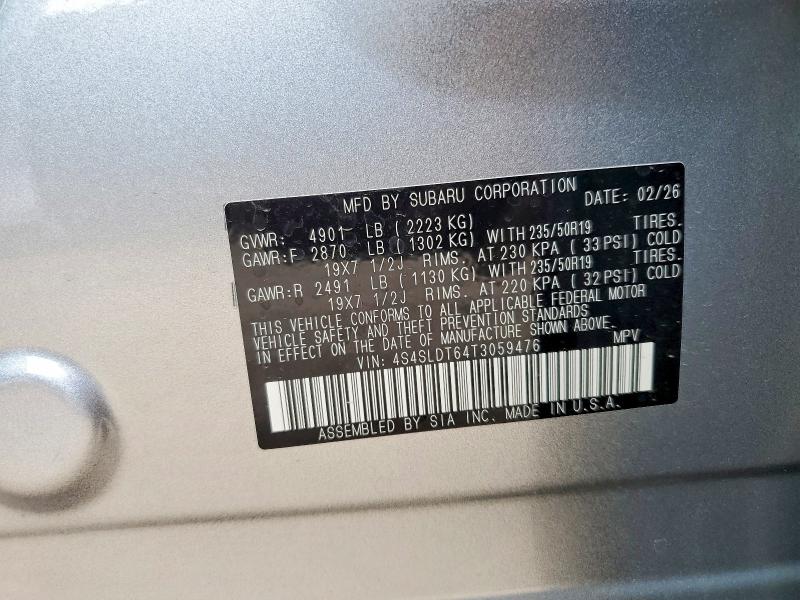 Aukcja sprzedaży 2026 Subaru Forester, vin: 4S4SLDT64T3059476, numer aukcji: 58409346