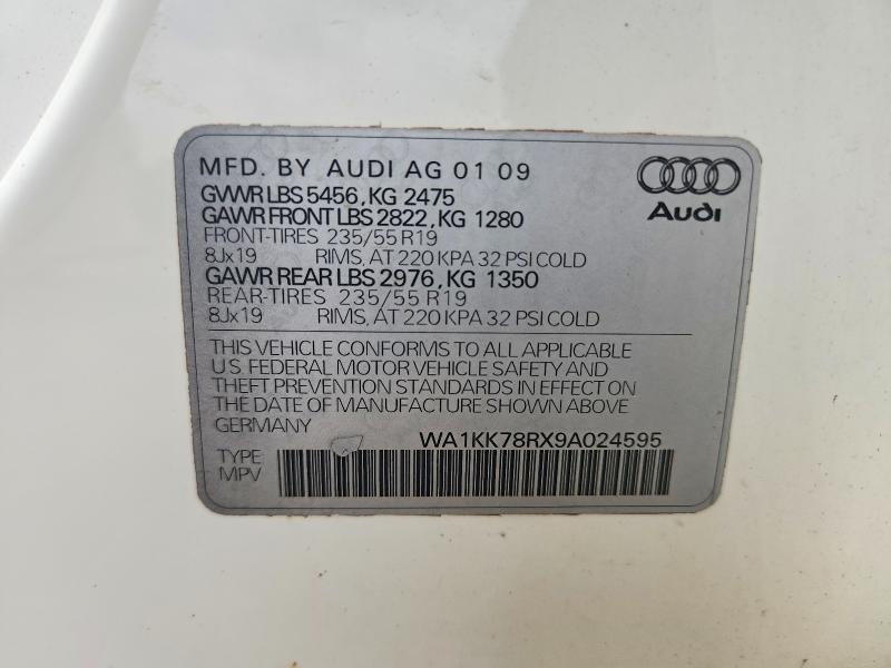 76296315 :رقم المزاد ، WA1KK78RX9A024595 vin ، 2009 Audi Q5 مزاد بيع