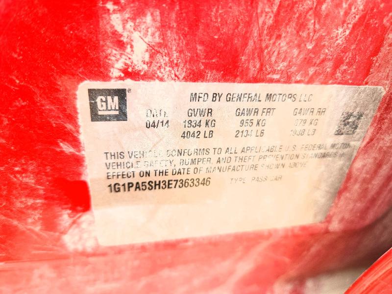 2014 Chevrolet Cruze მანქანა იყიდება აუქციონზე, vin: 1G1PA5SH3E7363346, აუქციონის ნომერი: 58048866
