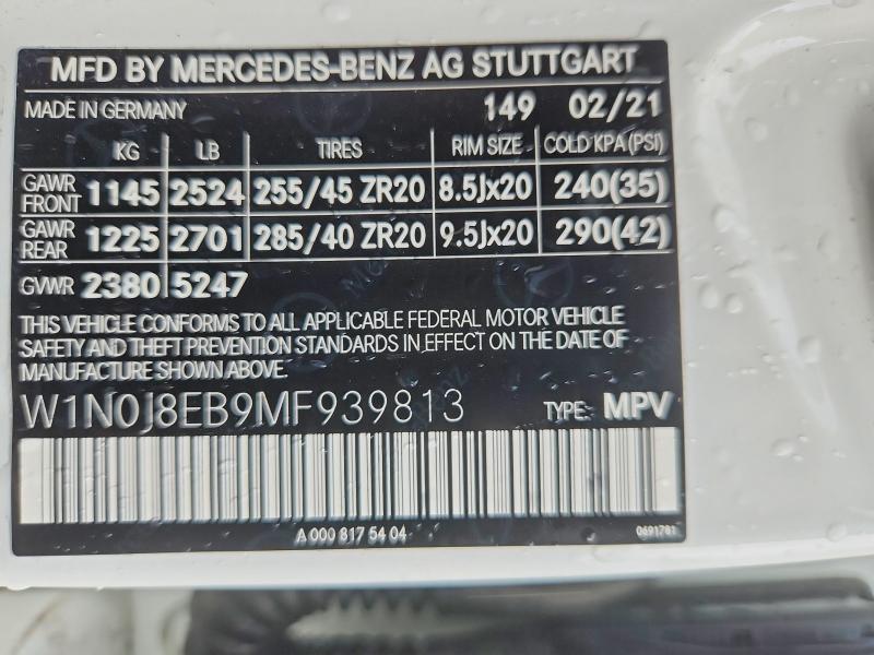 2021 Mercedes-benz Glc Coupe მანქანა იყიდება აუქციონზე, vin: W1N0J8EB9MF939813, აუქციონის ნომერი: 57549946