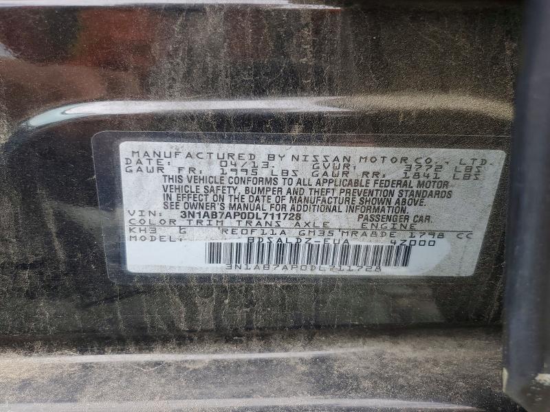 Aukcja sprzedaży 2013 Nissan Sentra, vin: 3N1AB7AP0DL711728, numer aukcji: 85628685