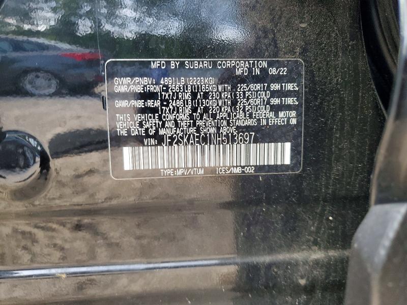 Продажа на аукционе авто 2022 Subaru Forester, vin: JF2SKAEC1NH513697, номер лота: 56327906