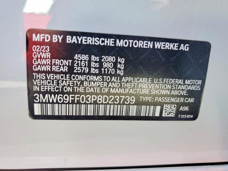 57077586 :رقم المزاد ، 3MW69FF03P8D23739 vin ، 2023 Bmw 330i مزاد بيع