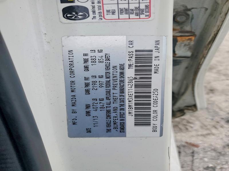 2014 Mazda 3 მანქანა იყიდება აუქციონზე, vin: JM1BM1M3XE1142865, აუქციონის ნომერი: 54023566