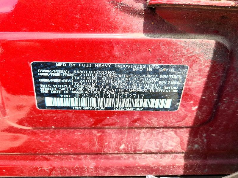 Продаж на аукціоні авто 2017 Subaru Forester, vin: JF2SJAEC4HH432717, номер лоту: 55753596