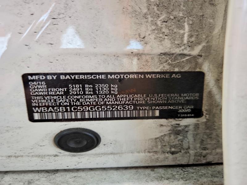 2016 Bmw 535 მანქანა იყიდება აუქციონზე, vin: WBA5B1C59GG552639, აუქციონის ნომერი: 58395176