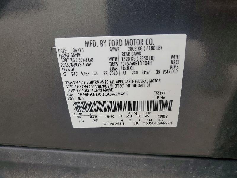 Aukcja sprzedaży 2016 Ford Explorer, vin: 1FM5K8D83GGA26491, numer aukcji: 56120846