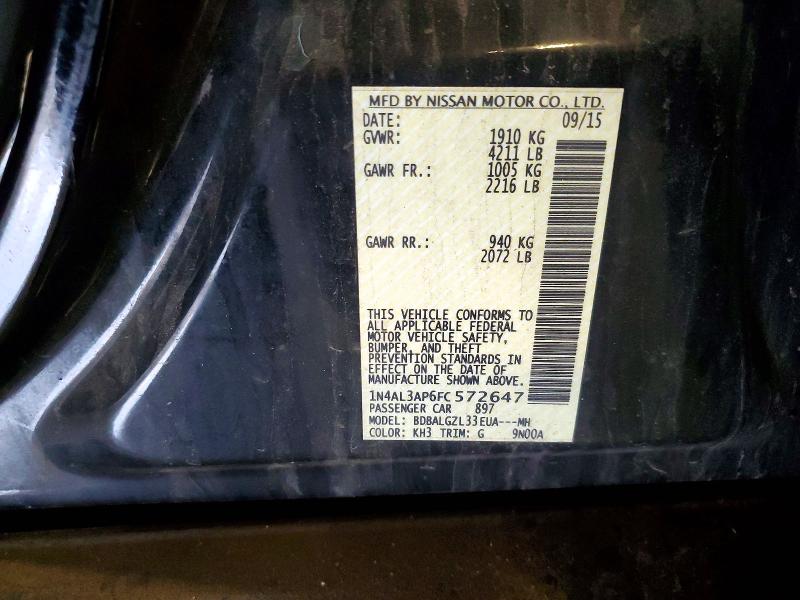 2015 Nissan Altima მანქანა იყიდება აუქციონზე, vin: 1N4AL3AP6FC572647, აუქციონის ნომერი: 58717866