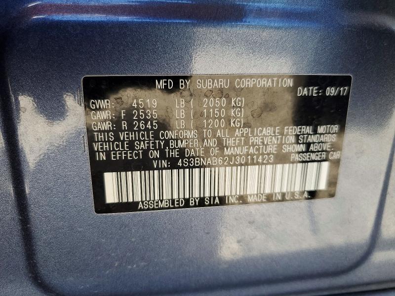 Aukcja sprzedaży 2018 Subaru Legacy, vin: 4S3BNAB62J3011423, numer aukcji: 57166656