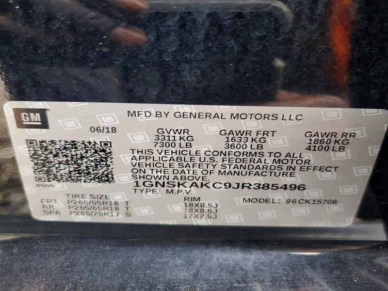 Aukcja sprzedaży 2018 Chevrolet Tahoe, vin: 1GNSKAKC9JR385496, numer aukcji: 57632636
