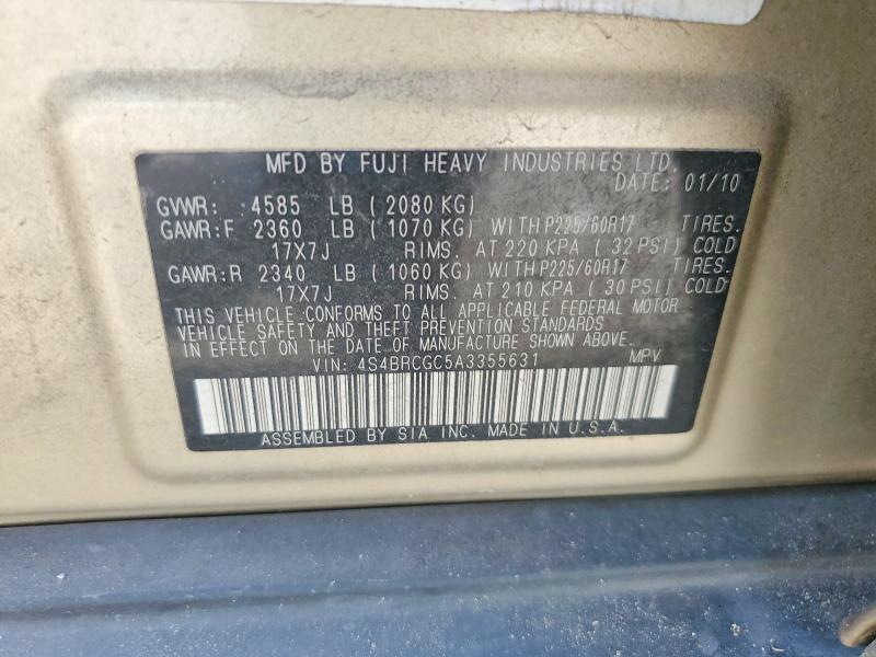 Продажа на аукционе авто 2010 Subaru Outback, vin: 4S4BRCGC5A3355631, номер лота: 59114306