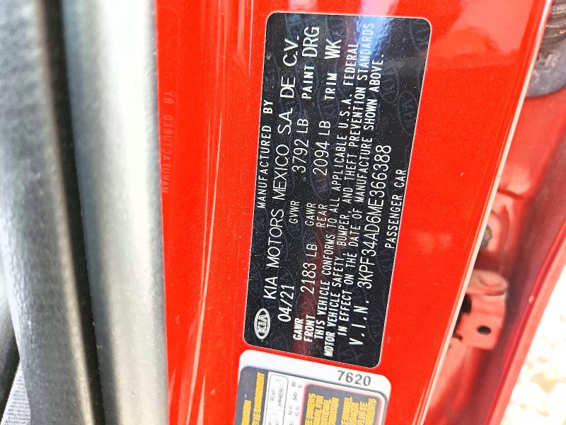 Aukcja sprzedaży 2021 Kia Forte, vin: 3KPF34AD6ME366388, numer aukcji: 57032596