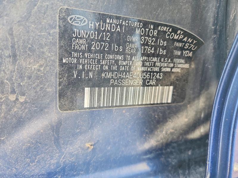 57443996 :رقم المزاد ، KMHDH4AE4DU561243 vin ، 2013 Hyundai Elantra مزاد بيع